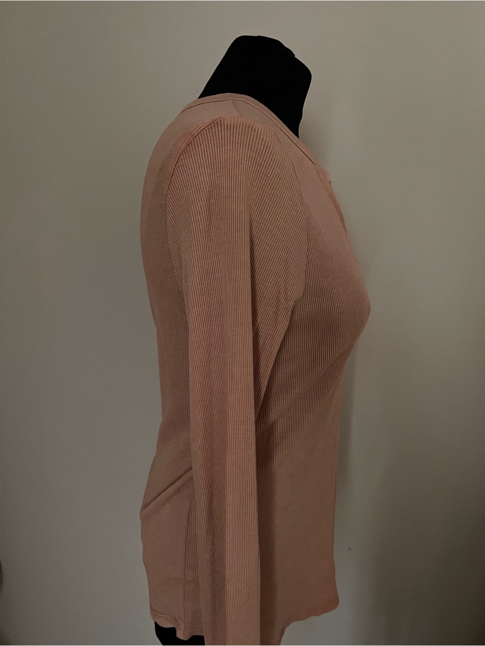 Aerie Long Sleeve Ribbed Henley Top - Taupe - Picture 2 of 6